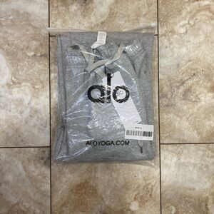 ALO Yoga Light Gray Logo Hoodie Pullover